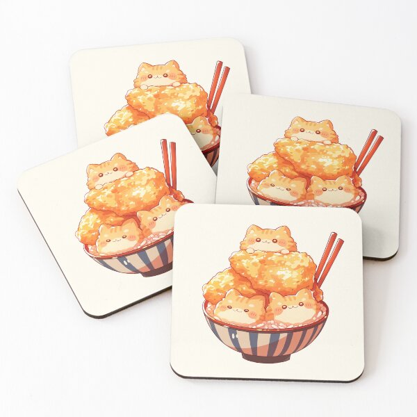 Item preview, Orange Tabby Cats and Fried Chicken Rice Bowl designed and sold by NikoNekoDesigns.