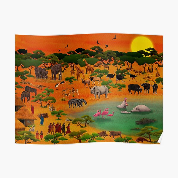 Serengeti Wimmelbild Poster