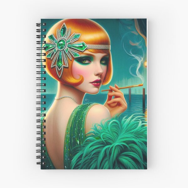 Item preview, Roaring Twenties Green Flapper Girl Great Gatsby Daisy Art Print designed and sold by DreamSculptress.
