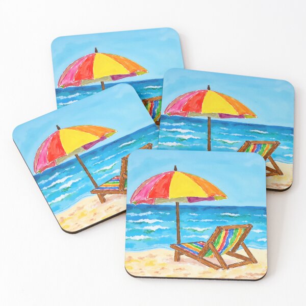 Item preview, Happy Chair Beach Rainbow Watercolor designed and sold by Magnolia Valley Art.