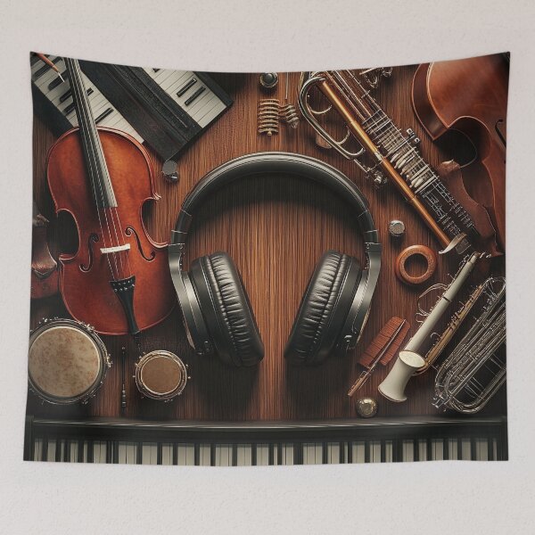 Item preview, Musical instrument collage print designed and sold by dcrc.