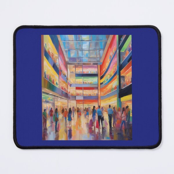 Item preview, "Vibrant Shopping Experience: Bustling Mall with Colorful Bags and Bright Displays" designed and sold by Artisticanvas.