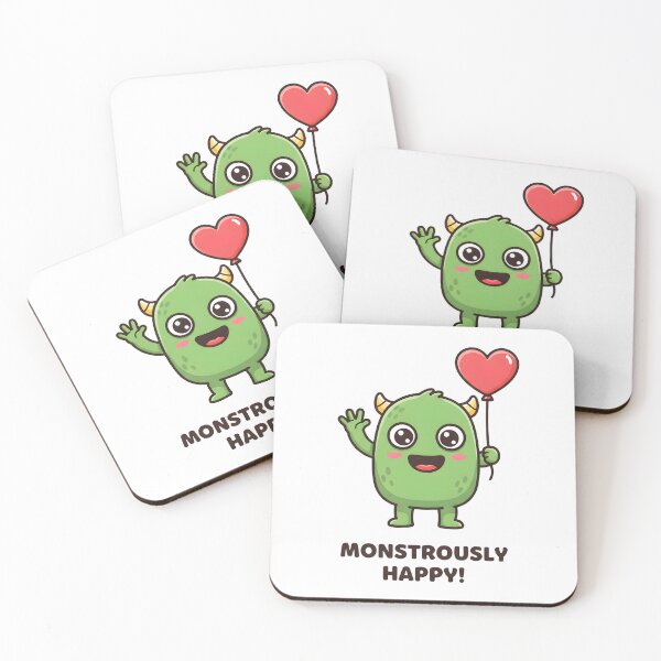 Item preview, Monstrously Happy! | Cute Green Monster with Heart Balloon designed and sold by SeGoArtDesign.