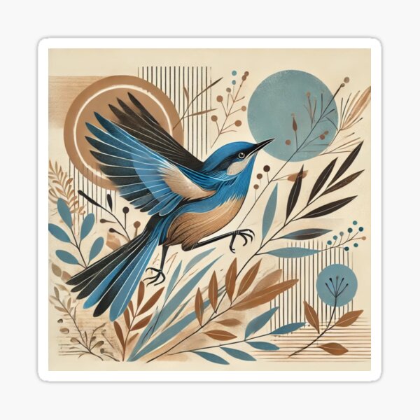 Item preview, Splendid fairy wren blue bird sticker hat mug designed and sold by softearthco.