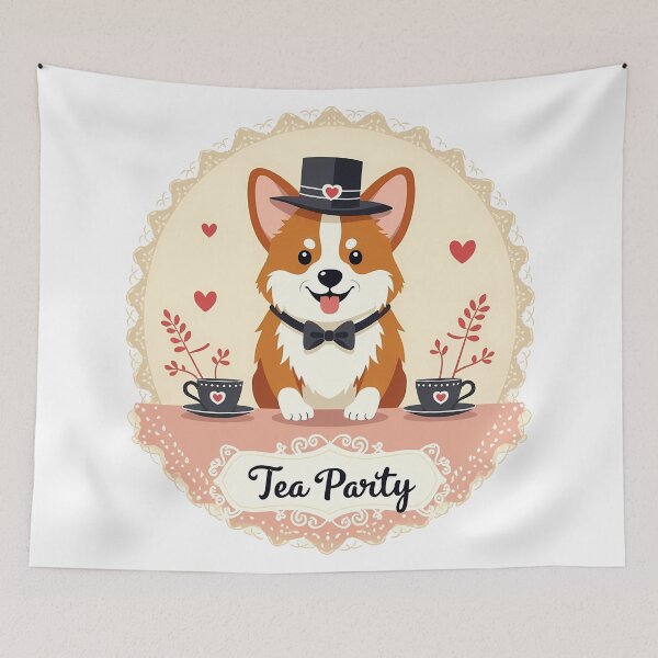 Item preview, Corgi Tea Party – Refined Family Fun & Charming Elegance designed and sold by zoughlal.