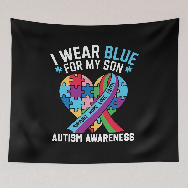 Item preview, I Wear Blue For my son Autism Awareness designed and sold by tmerchtrends.