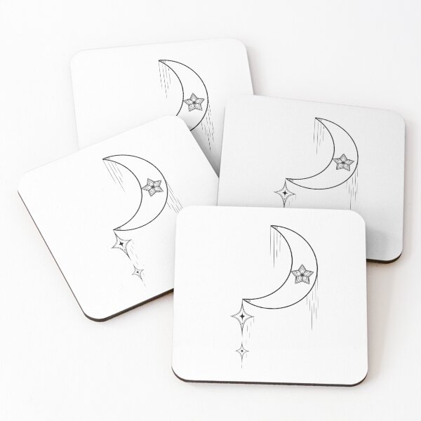 Item preview, Celestial crescent moon with dropping stars  designed and sold by wawaart.