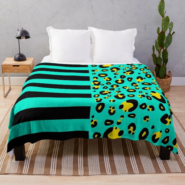 Item preview, Stripes And Leopard Print (Teal and Yellow Version) designed and sold by JanGrackle.