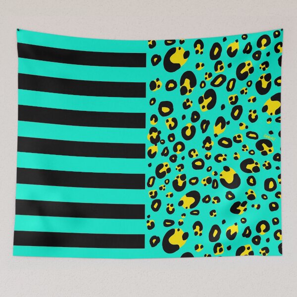 Item preview, Stripes And Leopard Print (Teal and Yellow Version) designed and sold by JanGrackle.