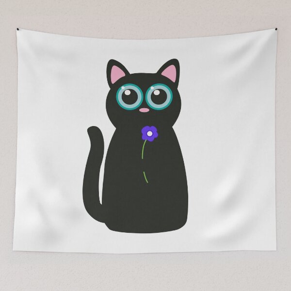 Item preview, Cute Creepy Black Kitty Cat with Flower designed and sold by MoePark.