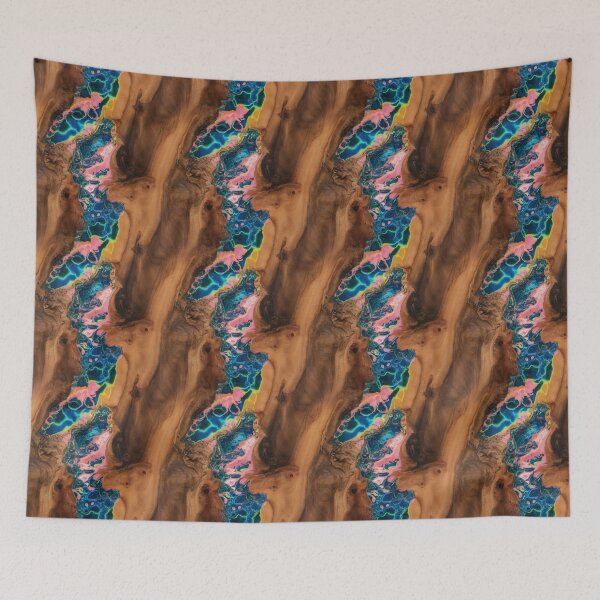 Item preview, Wood and Epoxy Abstract – Neon Resin River Art Texture designed and sold by NSB-Design.