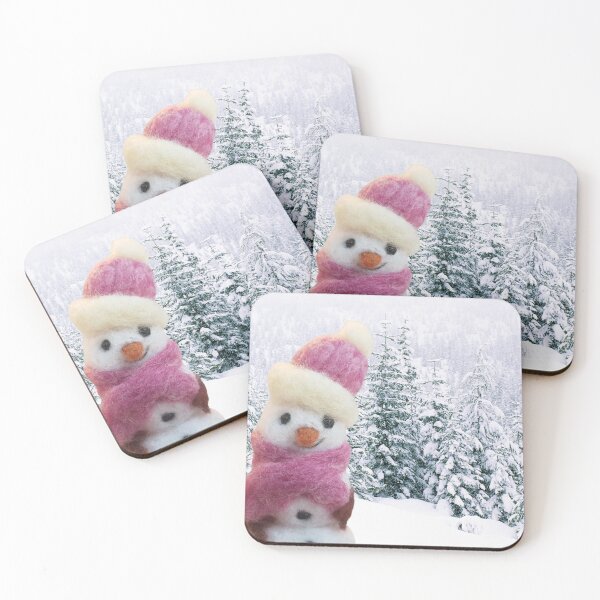 Item preview, Felted snow woman image snowy winter scene designed and sold by RockingFelter.