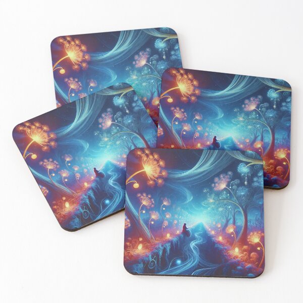 Item preview, Path of Light – Dreamlike Bioluminescent Forest Fantasy Art designed and sold by AlphaPODMonkey.