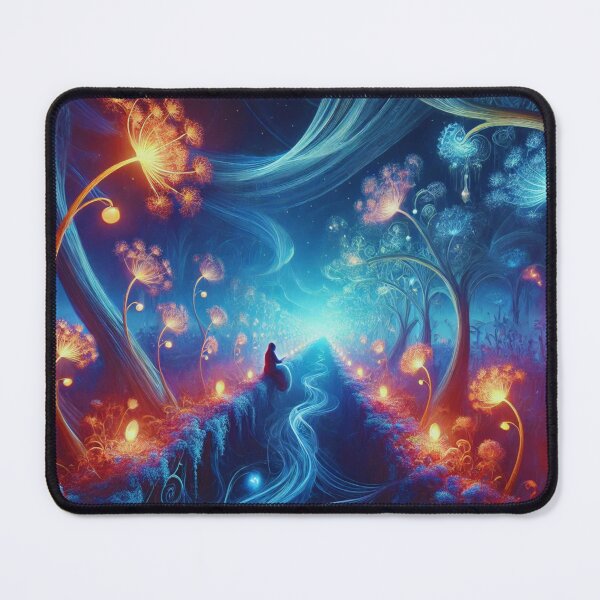 Item preview, Path of Light – Dreamlike Bioluminescent Forest Fantasy Art designed and sold by AlphaPODMonkey.