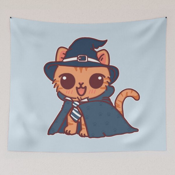 Item preview, Wise Wizard Cat – Enchanted Tabby in Blue Cloak designed and sold by BGMeYou.