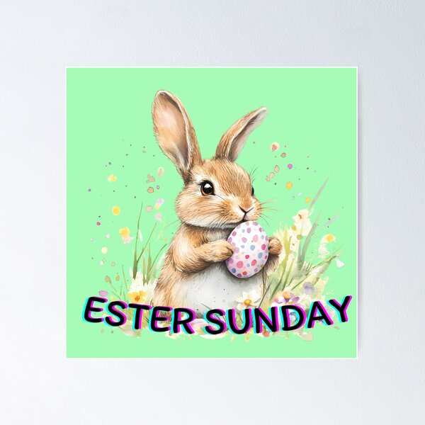 Item preview, Easter Bunny Rabbit with Eggs – Cute Ester Sunday Design for Spring Lovers designed and sold by ArchDS.