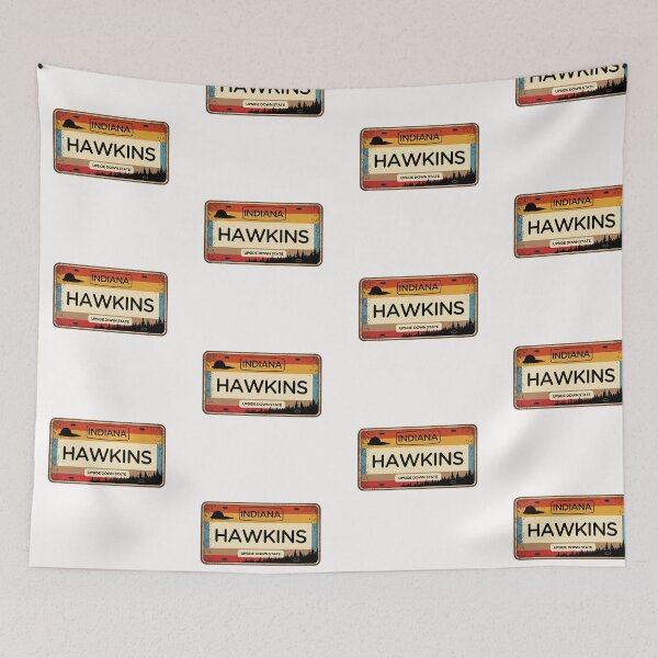 Item preview, Hawkins Indiana License Plate designed and sold by Fanverse Merchandise.