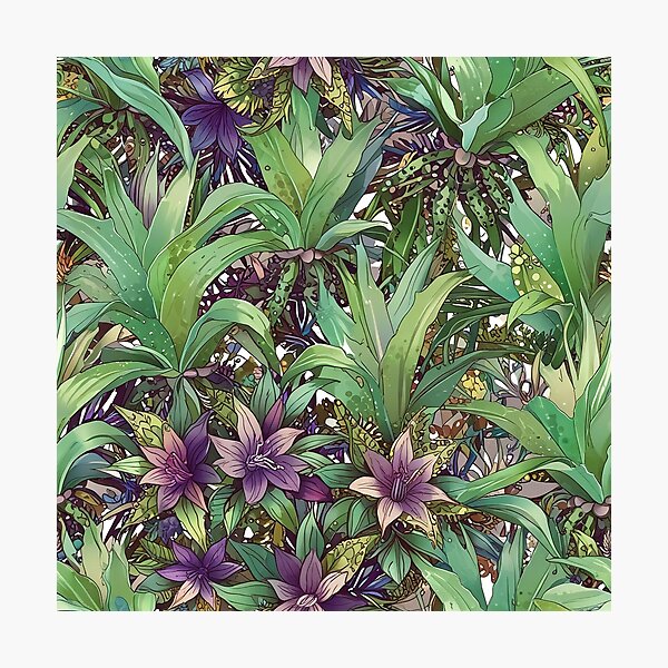 Item preview, Green Foliage, Purple Blossoms Botanical Pattern designed and sold by CoolPixels.