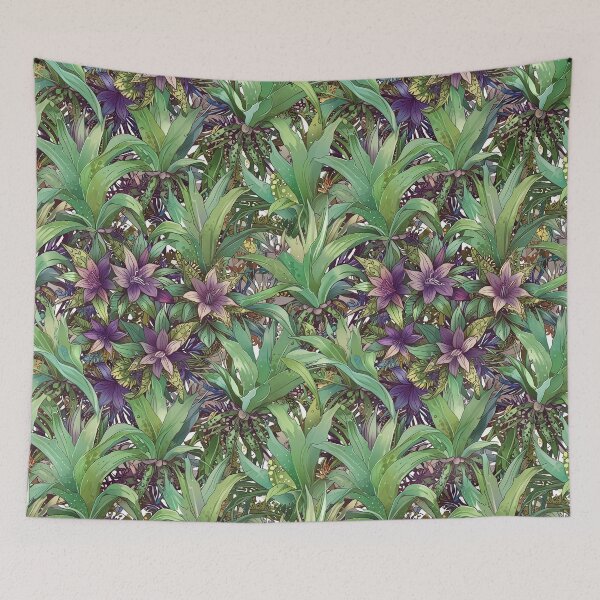 Item preview, Green Foliage, Purple Blossoms Botanical Pattern designed and sold by CoolPixels.
