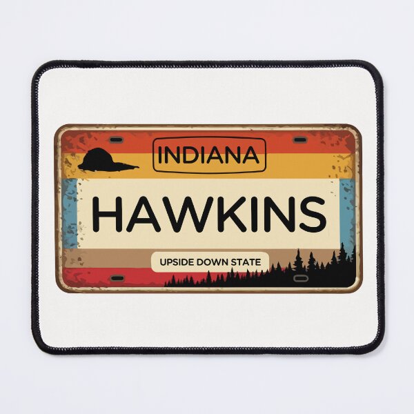 Item preview, Hawkins Indiana License Plate designed and sold by Fanverse Merchandise.