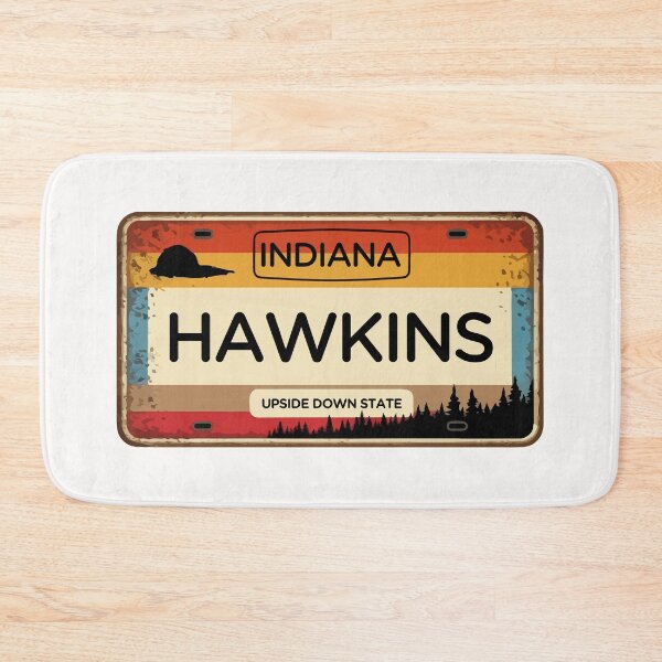 Item preview, Hawkins Indiana License Plate designed and sold by Fanverse Merchandise.