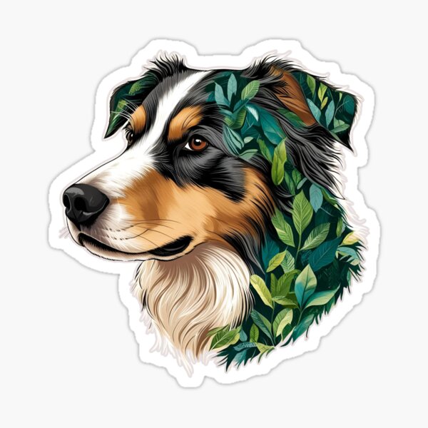 Vista previa del artículo con la obra «Silueta de bosque de un pastor australiano», diseñado y vendido por GoodyPaws.