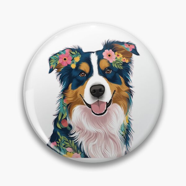 Item preview, Floral Silhouette of an Australian Shepherd designed and sold by GoodyPaws.