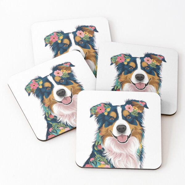 Item preview, Floral Silhouette of an Australian Shepherd designed and sold by GoodyPaws.