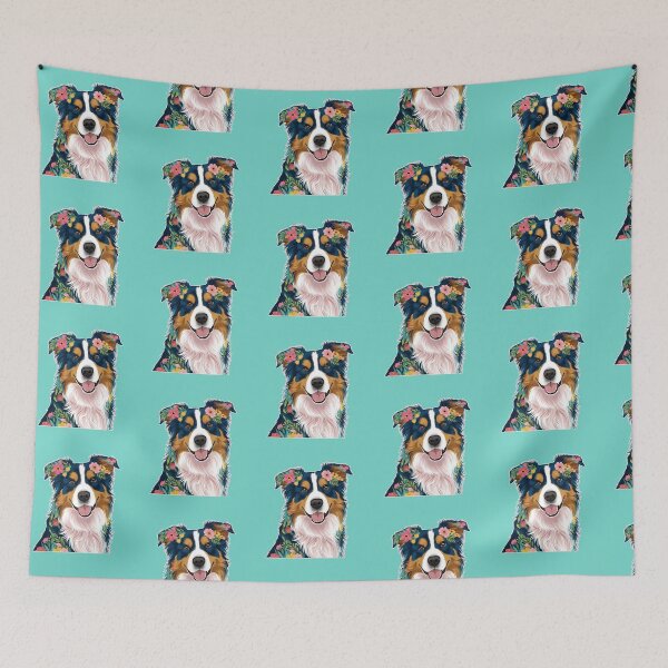 Item preview, Floral Silhouette of an Australian Shepherd designed and sold by GoodyPaws.