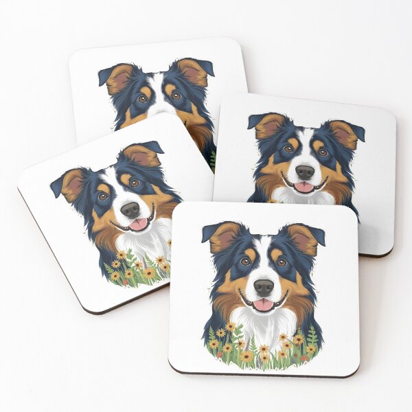 Item preview, Floral Silhouette of an Australian Shepherd designed and sold by GoodyPaws.
