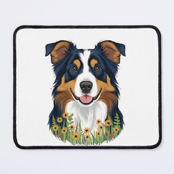 Item preview, Floral Silhouette of an Australian Shepherd designed and sold by GoodyPaws.