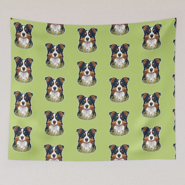 Item preview, Floral Silhouette of an Australian Shepherd designed and sold by GoodyPaws.