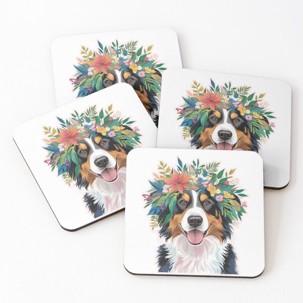Item preview, Floral Silhouette of an Australian Shepherd designed and sold by GoodyPaws.