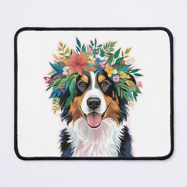 Item preview, Floral Silhouette of an Australian Shepherd designed and sold by GoodyPaws.