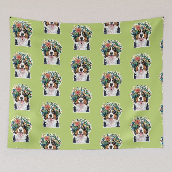 Item preview, Floral Silhouette of an Australian Shepherd designed and sold by GoodyPaws.