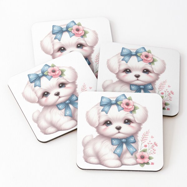 Item preview, Super cute Maltese puppy with blue bows designed and sold by nicnacc.