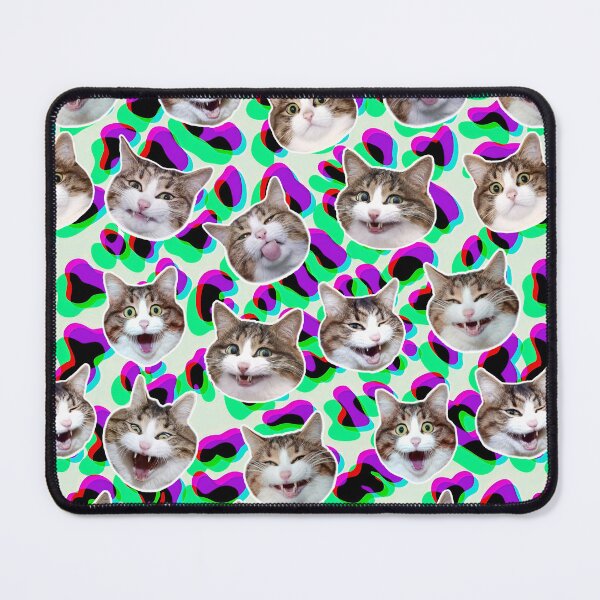 Item preview, Funny shocked cat face pattern Leopard neon green purple designed and sold by BeebooDesign.