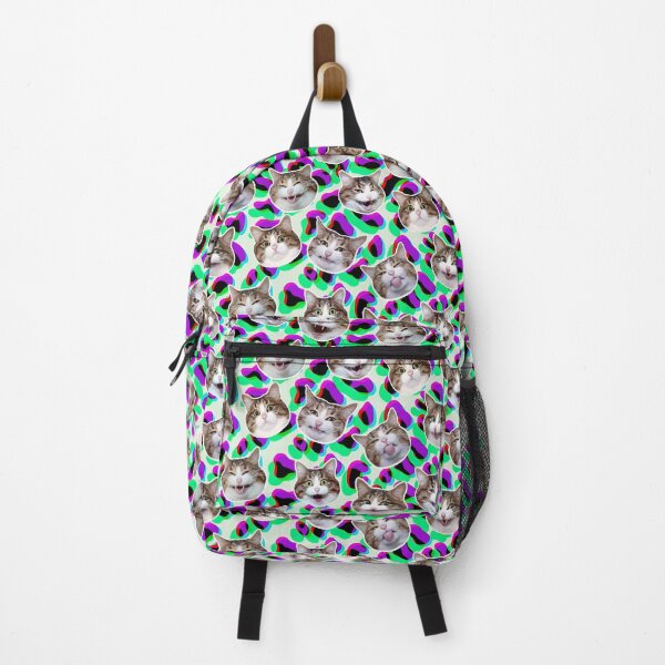 Item preview, Funny shocked cat face pattern Leopard neon green purple designed and sold by BeebooDesign.