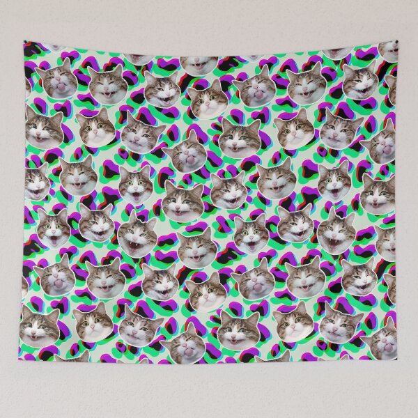 Item preview, Funny shocked cat face pattern Leopard neon green purple designed and sold by BeebooDesign.