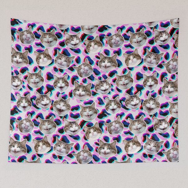 Item preview, Funny shocked cat face pattern Leopard neon purple designed and sold by BeebooDesign.