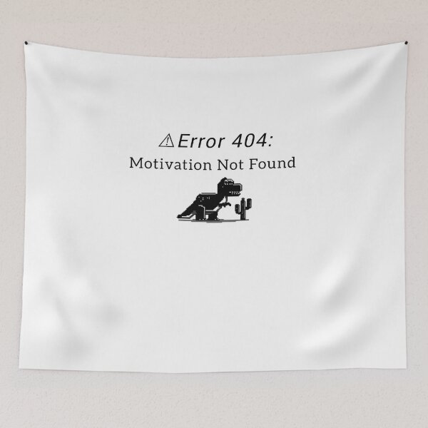 Item preview, Error 404: Motivation Not Found | Funny Pixel Art Dinosaur T-Shirt for Gamers, Programmers & Students designed and sold by Glow Wind ⭐⭐⭐⭐⭐.