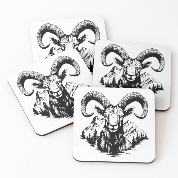 Item preview, Ibex Ram Head Mountain Goat Alpine Wild Capra Steinbock designed and sold by inkoutninja.