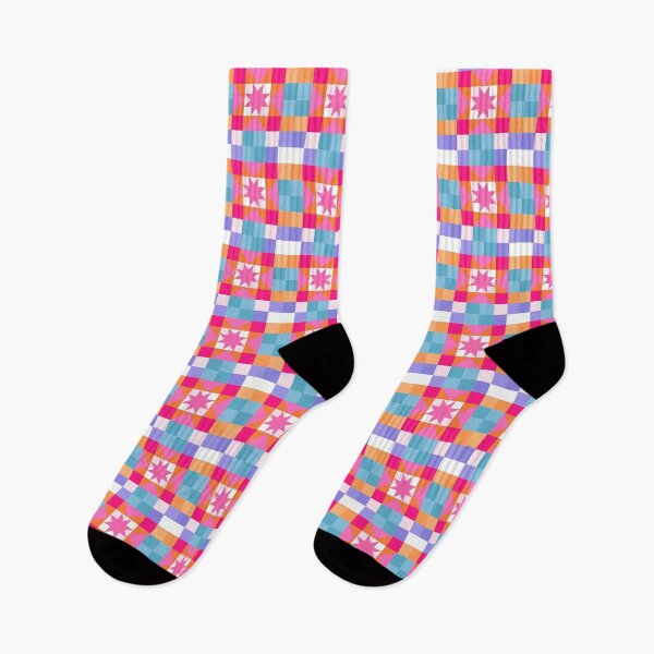 Item preview, Colorful Star Square Geometric Design Pattern pink blue designed and sold by BeebooDesign.