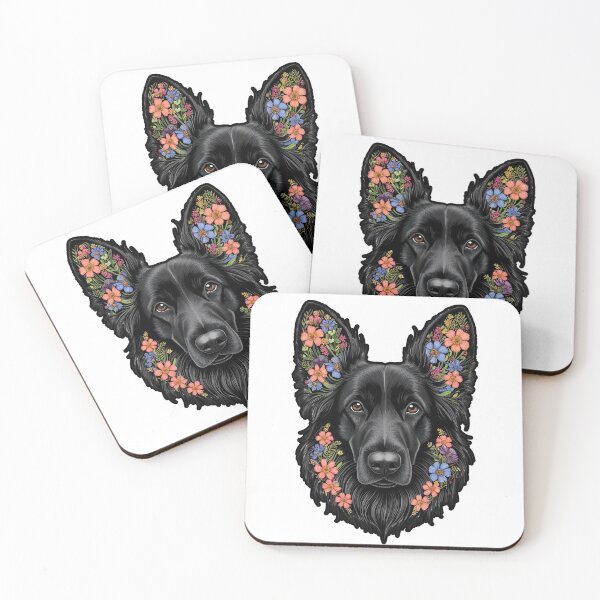 Item preview, Floral Silhouette of a Groenendael designed and sold by GoodyPaws.