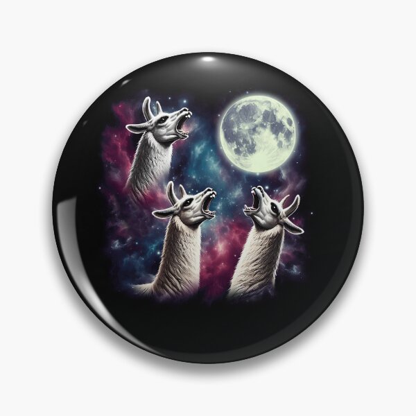 Item preview, Three Llamas Alpacas Howling at Moon Funny Weird Cursed Meme designed and sold by Kimberley King Art  King Art.