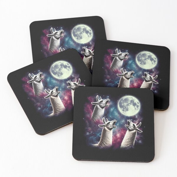 Item preview, Three Llamas Alpacas Howling at Moon Funny Weird Cursed Meme designed and sold by Kimberley King Art  King Art.