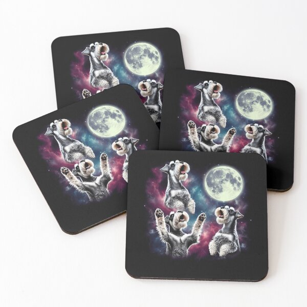 Item preview, Three Miniature Schnauzers Howling at Moon Funny Weird Cursed Meme designed and sold by Kimberley King Art  King Art.
