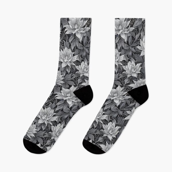 Item preview, Monochrome of Tropical Flowers on Dark Background designed and sold by CoolPixels.
