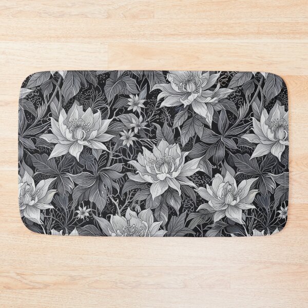 Item preview, Monochrome of Tropical Flowers on Dark Background designed and sold by CoolPixels.