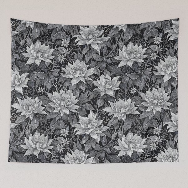 Item preview, Monochrome of Tropical Flowers on Dark Background designed and sold by CoolPixels.